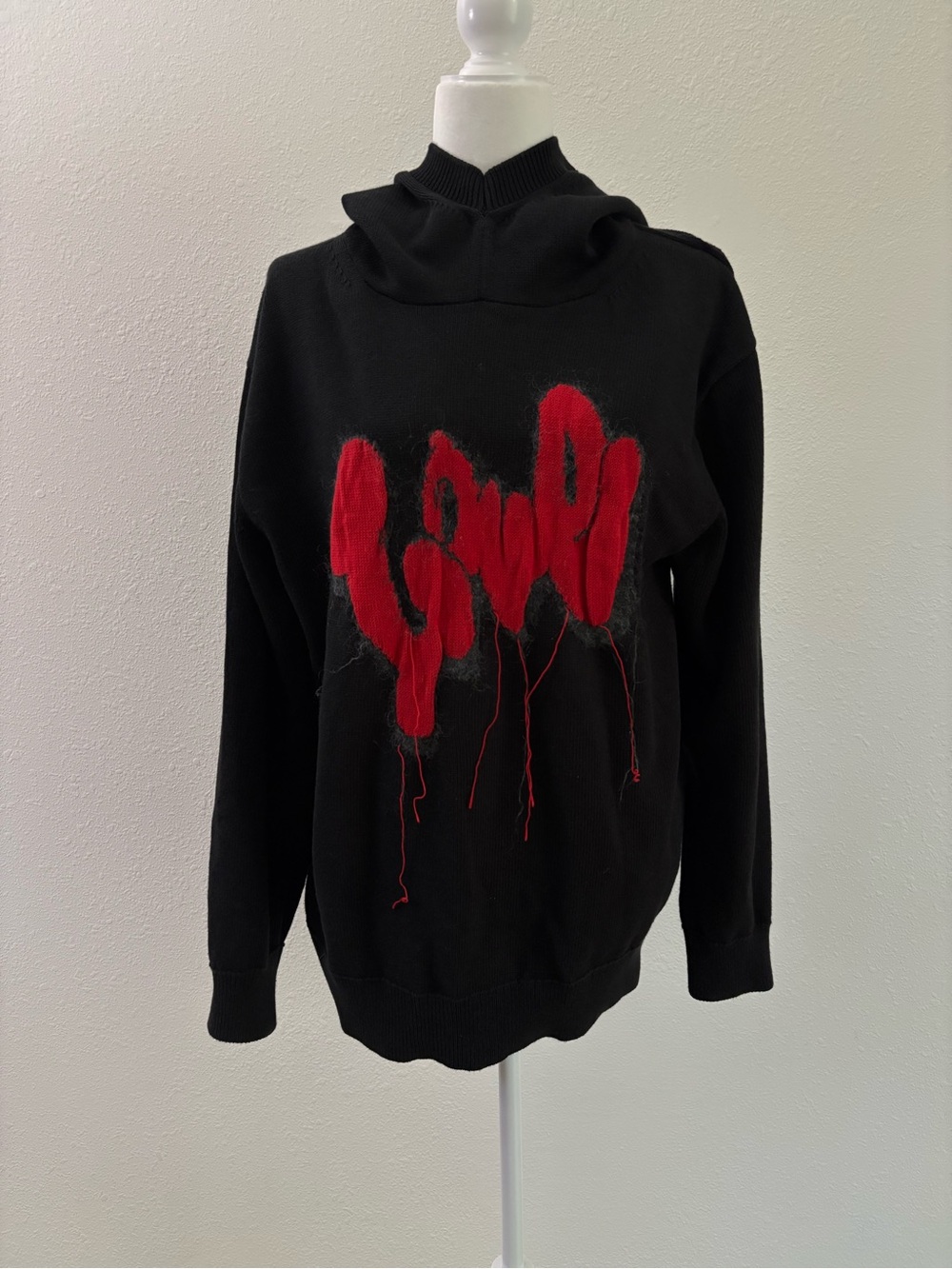 Comme des Garcons Black Sweatshirt with Red Appliqué